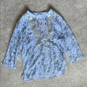 Chico’s sheer gray/silver sequin tunic, size 0